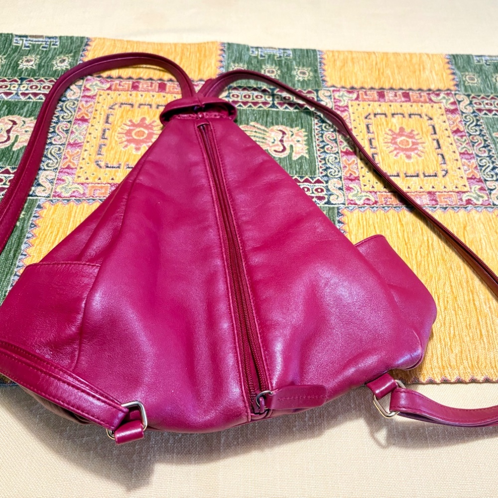 Aigner Supple Red (Oxblood) Leather Casual Backpack in Excellent Condition!